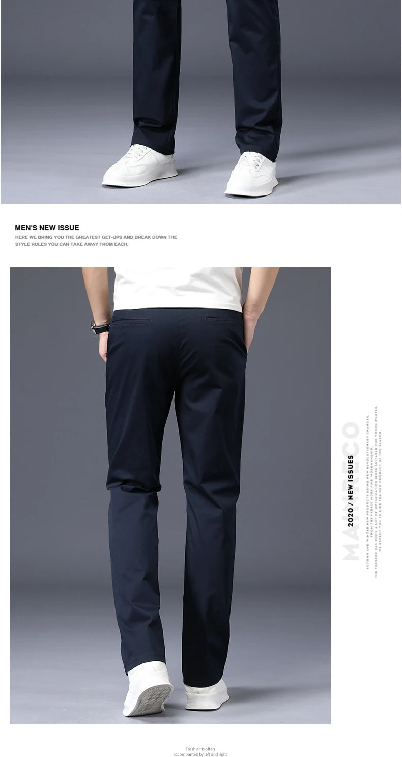 Calça Masculina de Algodão com Elastano | Corte Reto, Cores Clássicas – Tamanhos Ampliados