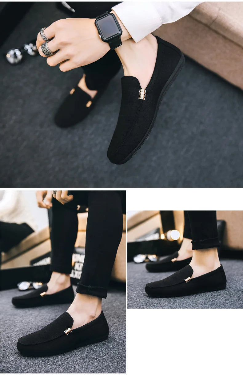 Mocassim Masculino em Lona – Conforto Atemporal e Linha Impecável