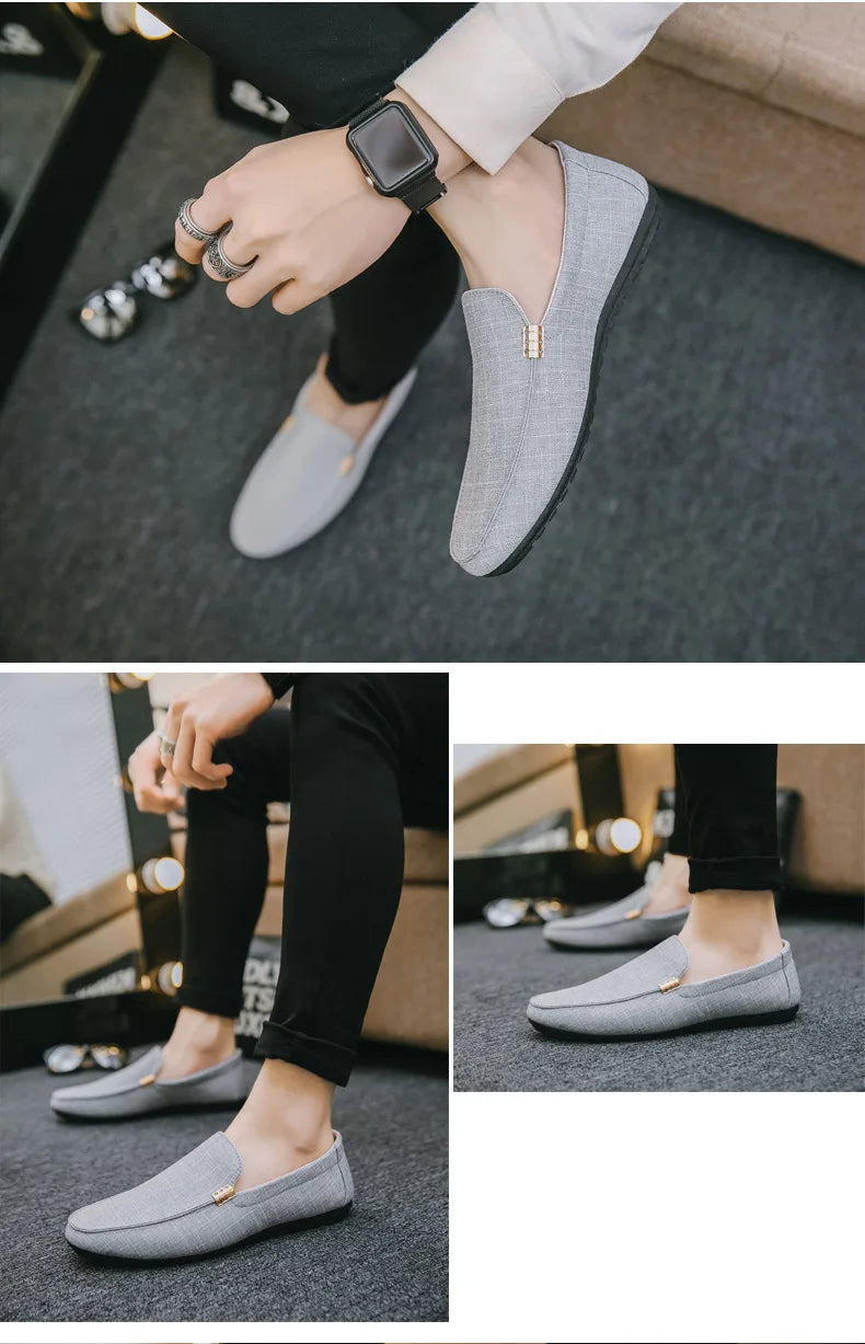 Mocassim Masculino em Lona – Conforto Atemporal e Linha Impecável