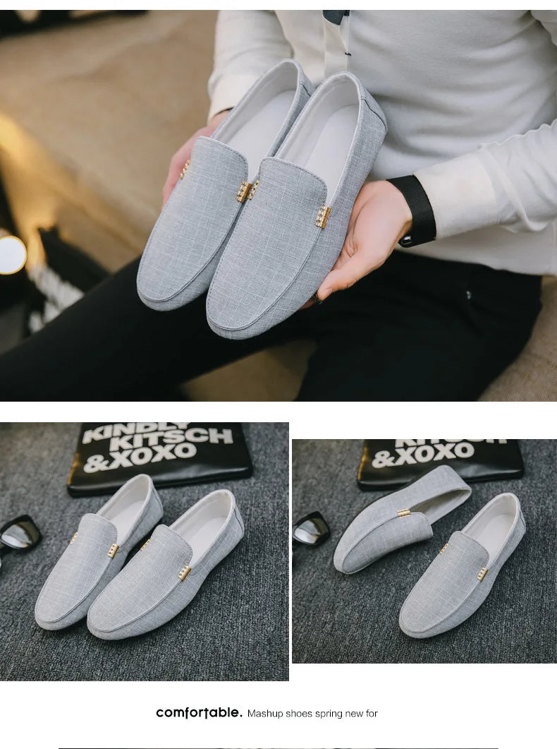 Mocassim Masculino em Lona – Conforto Atemporal e Linha Impecável