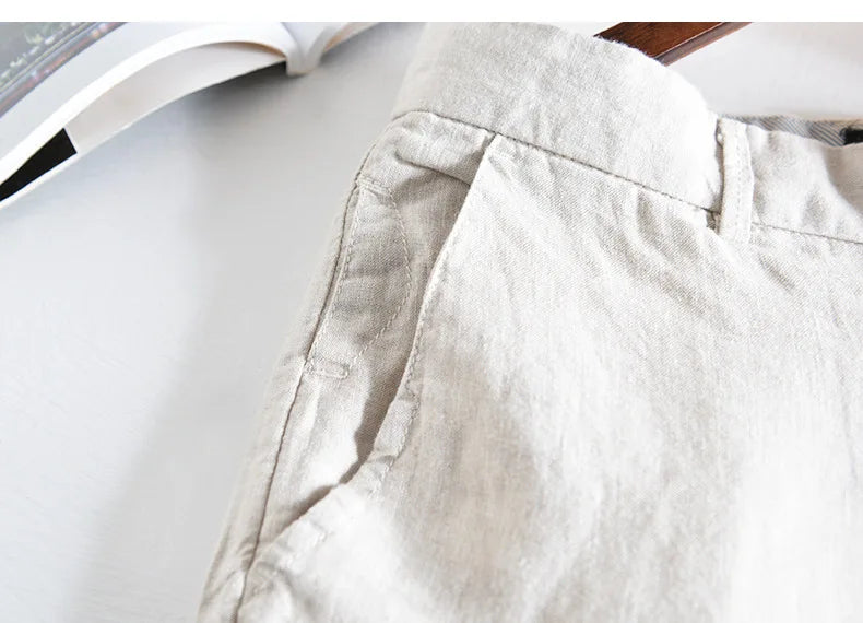 Calça Masculina em Linho Puro | Corte Reto de Cintura Média | Estilo Japonês com Essência Casual e Atemporal