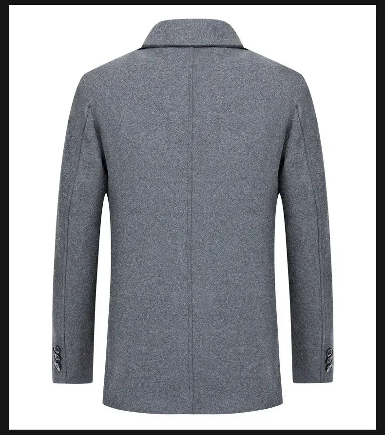 Casaco Masculino de Lã | Forro Fleece, Corte Slim, Espessura Elevada – Outono/Inverno