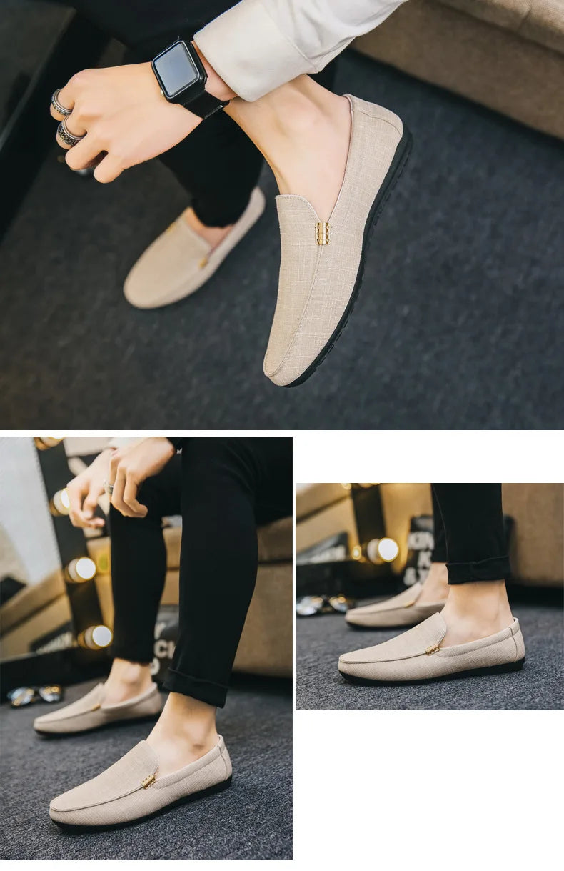 Mocassim Masculino em Lona – Conforto Atemporal e Linha Impecável