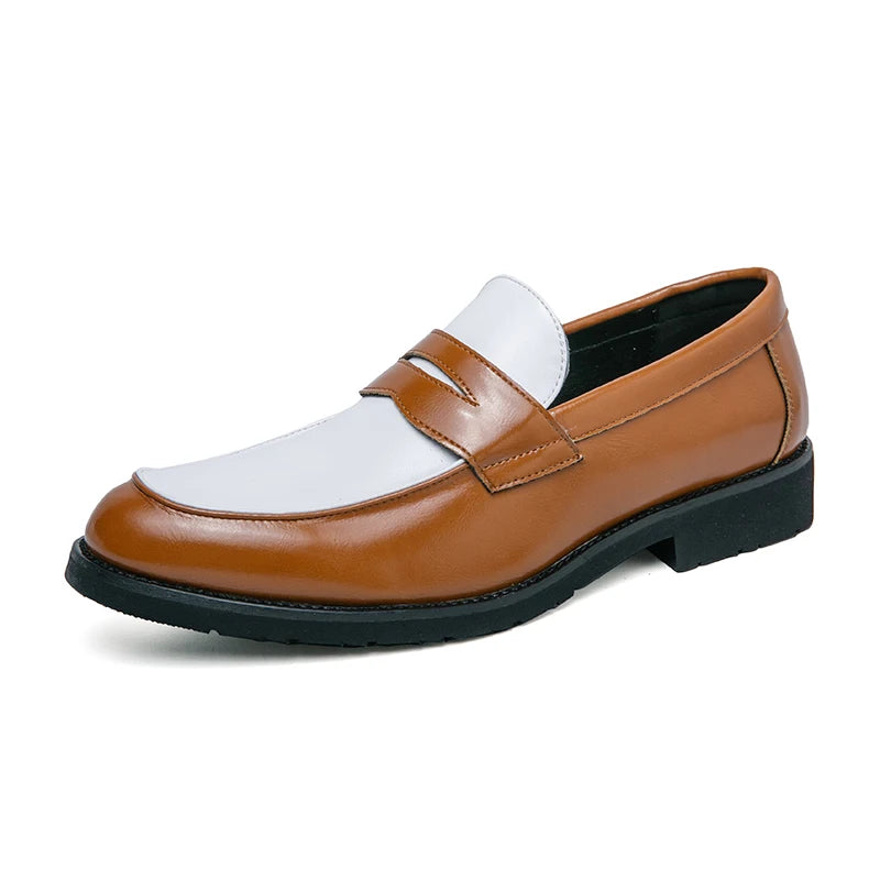 Mocassim Masculino em Couro | Bicolor Preto e Branco | Estilo Clássico com Solado Robusto e Acabamento Premium
