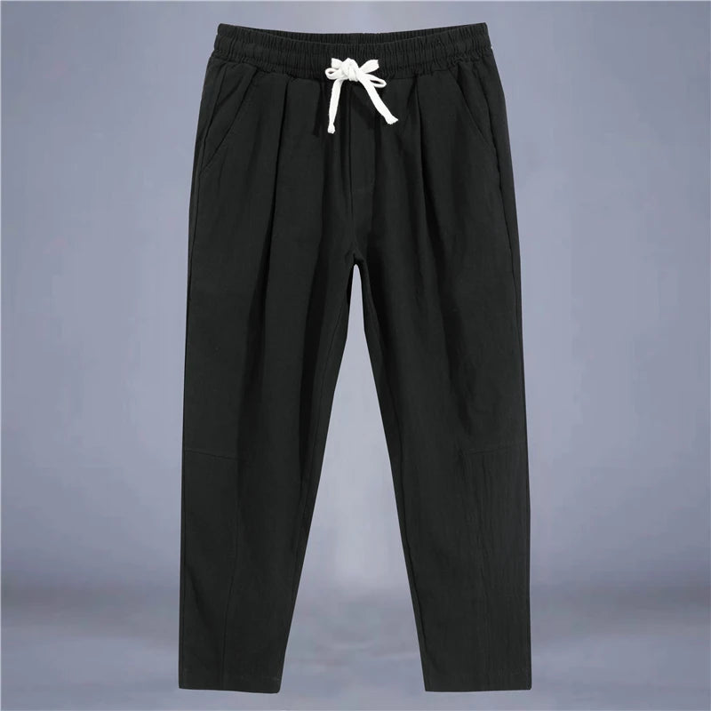 Calça Masculina em Algodão e Linho | Modelagem Reta com Cintura Ajustável | Caimento Solto e Respiração Natural
