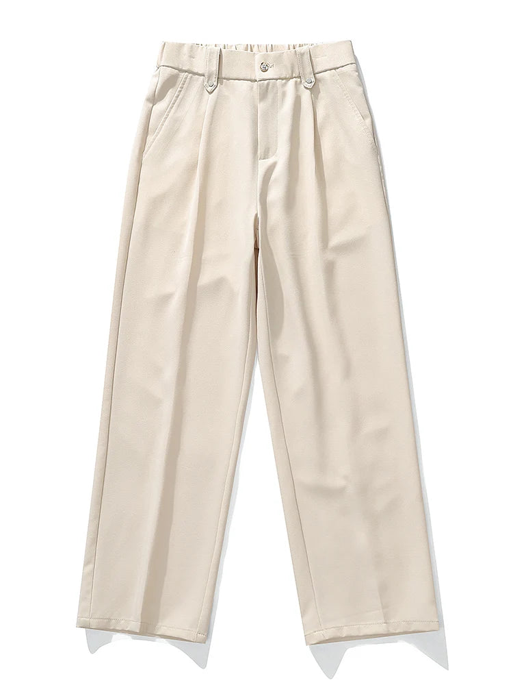 Calça Masculina Business Casual 8XL — Corte Reto em Poliéster Leve, Modelagem Solta e Cós Elástico
