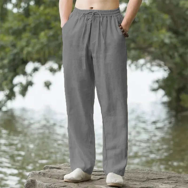 Calça Masculina em Algodão e Linho | Modelagem Solta para o Verão | Estilo Casual com Inspiração Resort