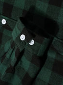 Camisa Masculina de Algodão Escovado | Manga Longa, Xadrez Vermelho – Estilo Casual e Executivo para Primavera e Outono