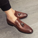 Men’s Breathable Leather Loafers – Comfortable Slip-On Tassel Moccasins for Business, Office & Driving