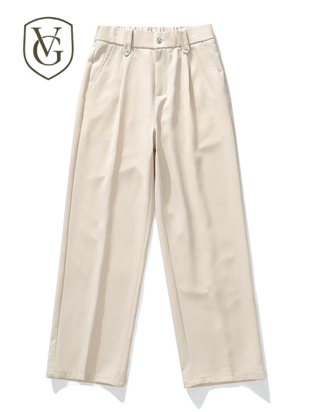 Calça Masculina Business Casual 8XL — Corte Reto em Poliéster Leve, Modelagem Solta e Cós Elástico