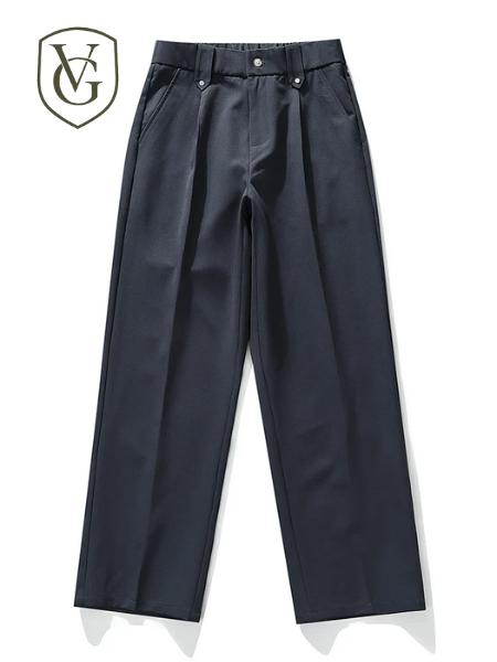 Calça Masculina Business Casual 8XL — Corte Reto em Poliéster Leve, Modelagem Solta e Cós Elástico