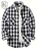 Camisa Masculina de Algodão Escovado | Manga Longa, Xadrez Vermelho – Estilo Casual e Executivo para Primavera e Outono