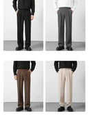 Calça Masculina Casual com Cintura Elástica — Estilo Coreano, Corte Reto e Cores Sóbrias