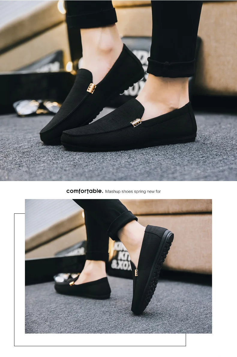 Mocassim Masculino em Lona – Conforto Atemporal e Linha Impecável