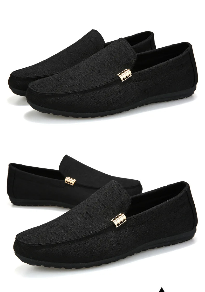 Mocassim Masculino em Lona – Conforto Atemporal e Linha Impecável