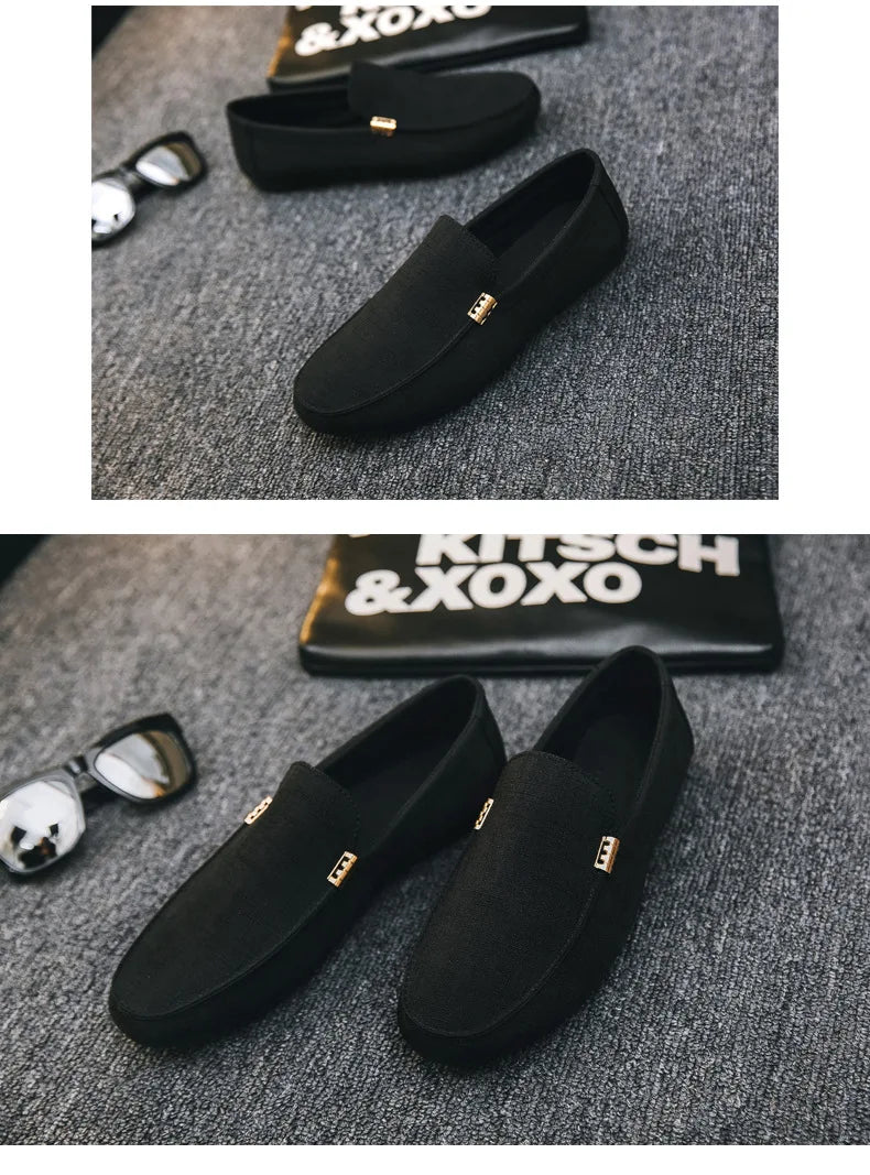 Mocassim Masculino em Lona – Conforto Atemporal e Linha Impecável